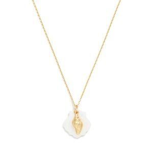 Gold Shell Pendant Necklace with White Mother-of-Pearl Accent